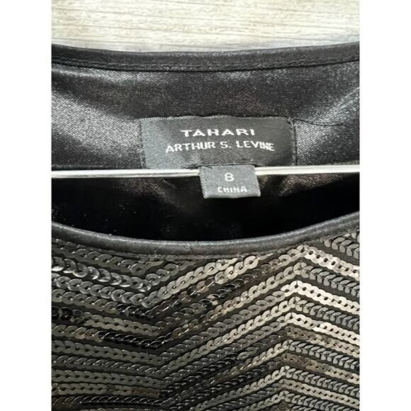 Tahari 3/4 Sleeve Black Sequin Mini Dress Size 8‎ - Picture 4 of 5